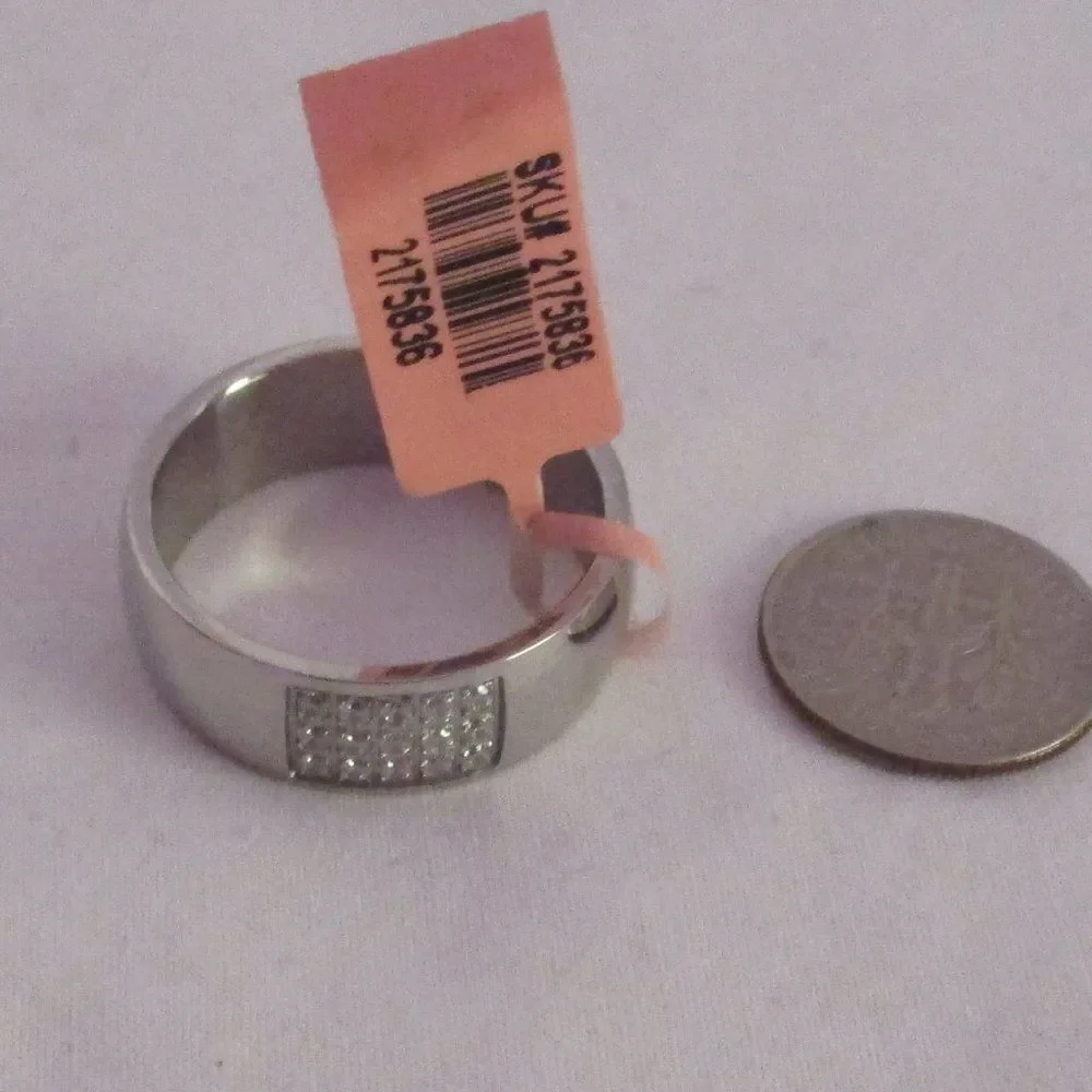 Austrian White Crystal Ring Single Row Band Stainless Steel Size 12